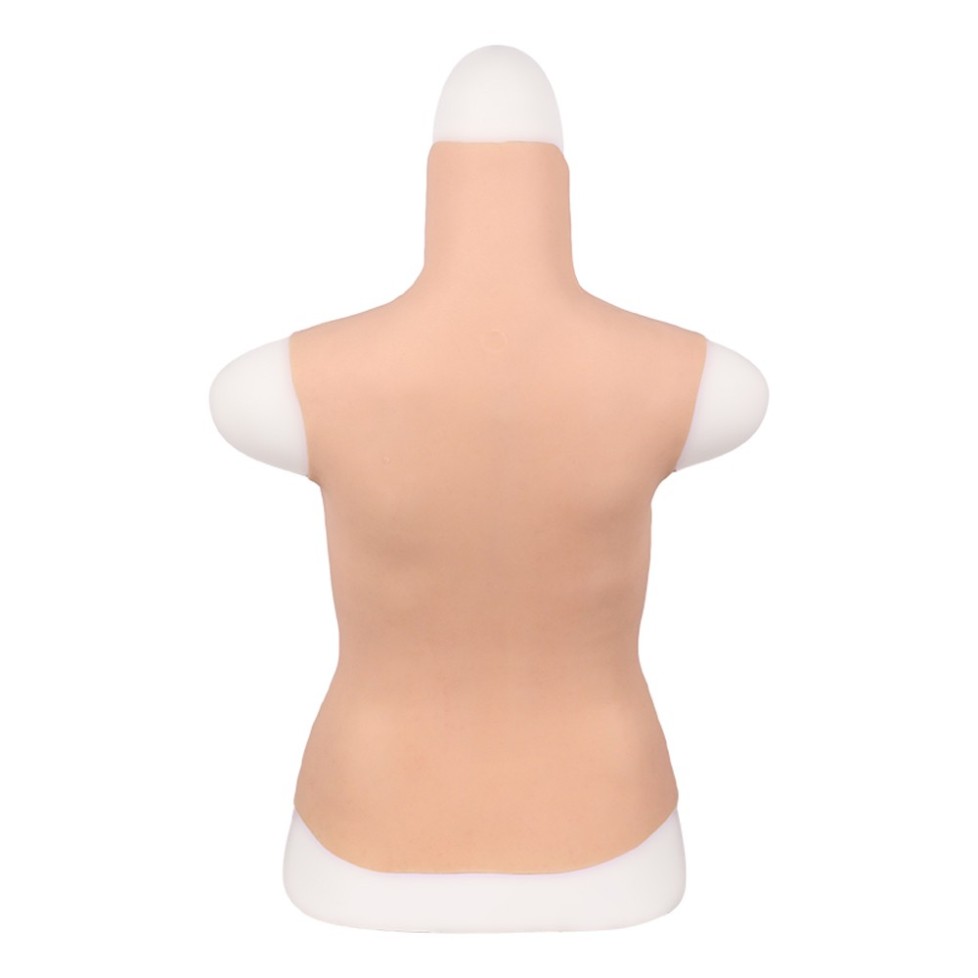 Buste Long Faux Seins Silicone Col Haut Bonnet D