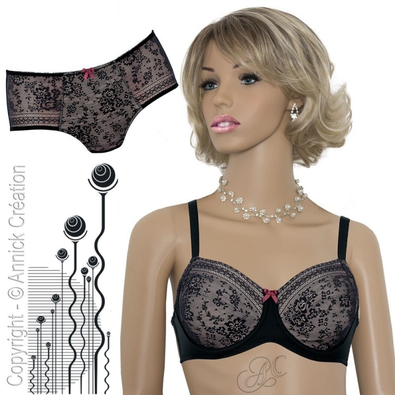 Ensemble lingerie motifs floraux, soutien-gorge pour prothèses