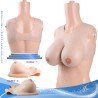 Buste faux seins silicone, encolure ronde, décolleté dos