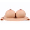 Buste faux seins, 100% silicone, encolure ronde, Bonnet F