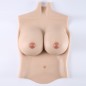 Buste long faux seins silicone, avec col haut