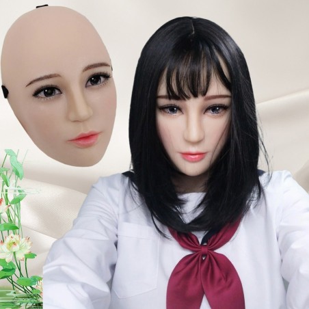 Masque en silicone demi-tête, avec un visage réaliste