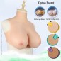 Buste faux seins, silicone, col haut, Bonnet B-C-D-E-G-H