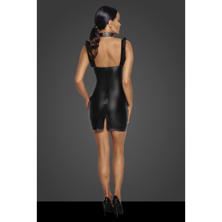 Robe courte wetlook et tulle F257