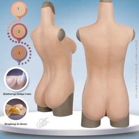 Body faux seins silicone avec faux vagin