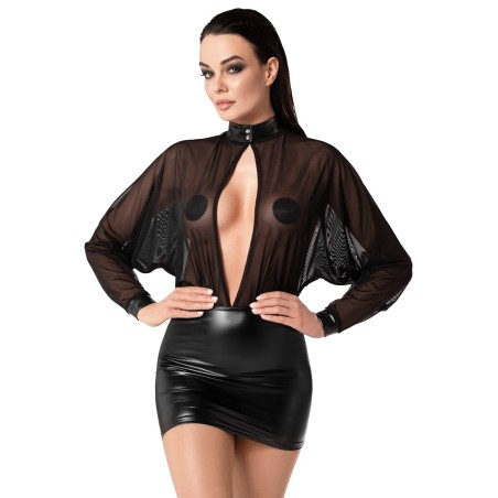 Mini robe Opium F348 wetlook et tulle