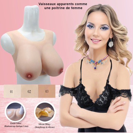 Buste faux seins, vaisseaux apparents, encolure ronde