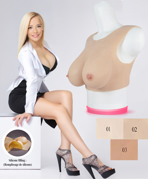 Buste faux seins silicone